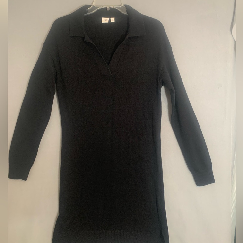 GAP Black Polo Collar Knit Dress Ladies Sz XS True Black